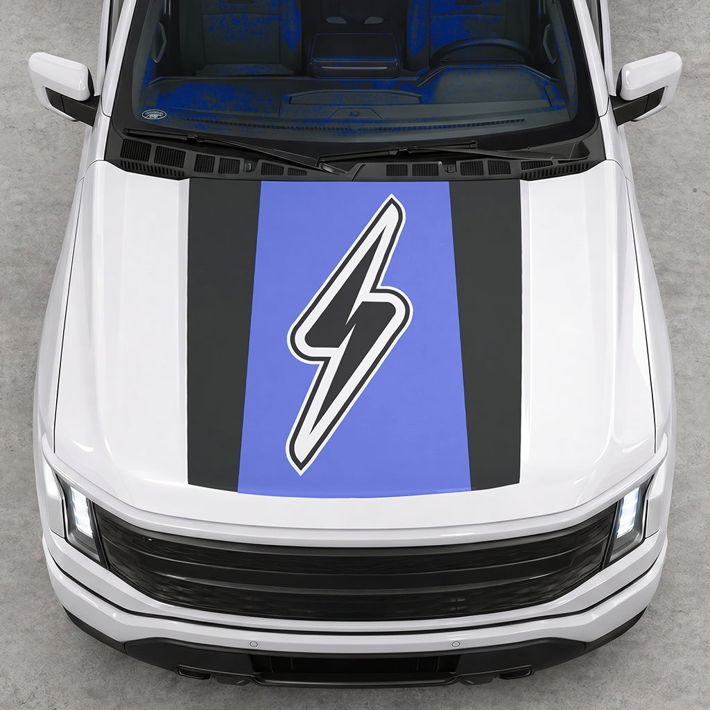 Hood Panel Decal/Sticker - Electric Solid Graphic Decal Graphic Kit - For FORD F-150 2015-2020 - Premium Vinyl