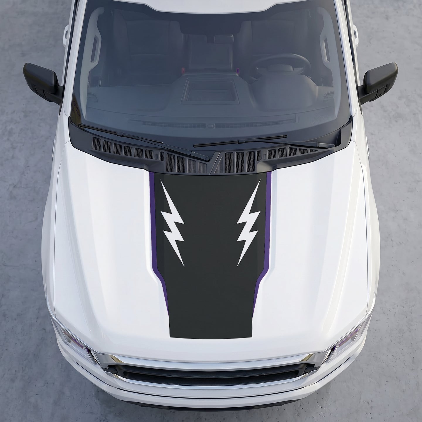 Hood Panel Decal/Sticker - Twin Lightning Bolts Hood Decal – Dual Side Lightning Strike Graphics Graphic Kit - For Ford F-150 F150 2015-2020 - Premium Vinyl