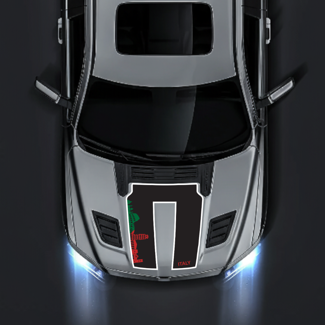 Performance Hood Panel Decal/Sticker - Italy Skyline - Border Graphic Kit - For Dodge RAM 1500 2019-2025 - Premium Vinyl
