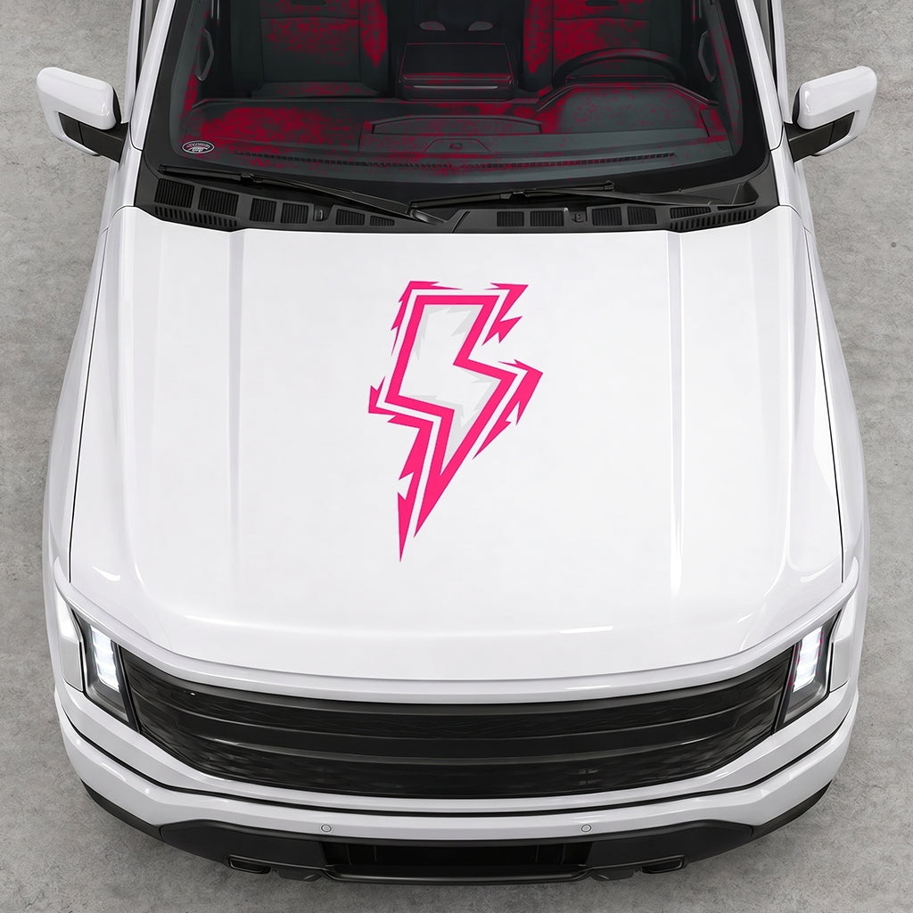 Hood Panel Decal/Sticker - Cut Bordered Electric Graphic Decal Graphic Kit - For FORD F-150 2015-2020 - Premium Vinyl