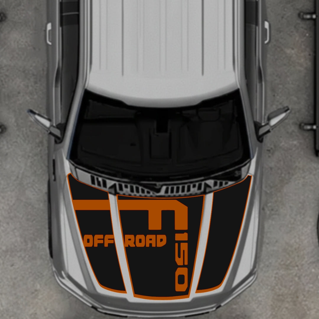 Hood Panel Decal/Sticker - Style 6 - Border Graphic Kit - For Ford F-150 2020-2026 - Premium Vinyl