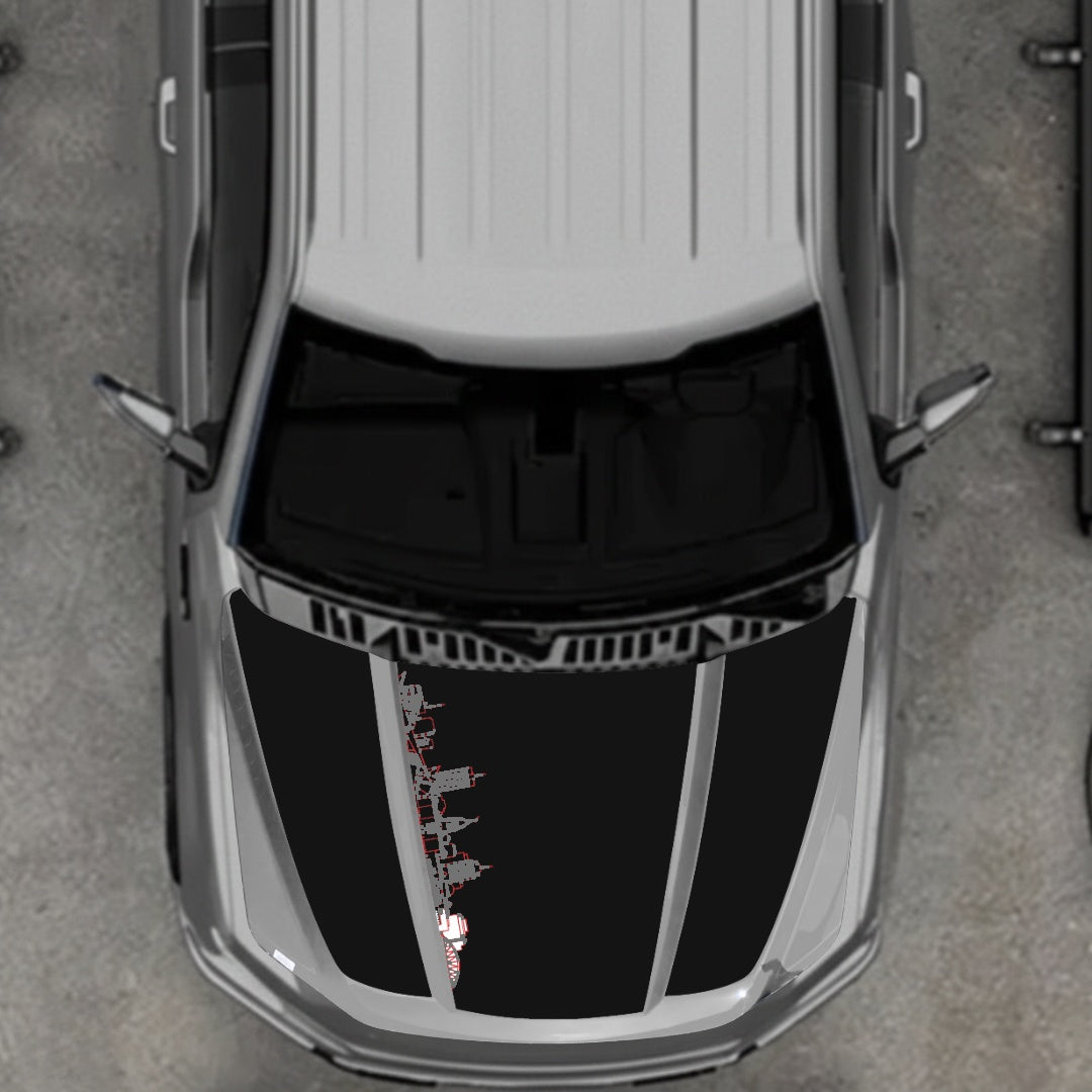 Hood Panel Decal/Sticker - Winnipeg Skyline Graphic Kit - For Ford F-150 2020-2026 - Premium Vinyl