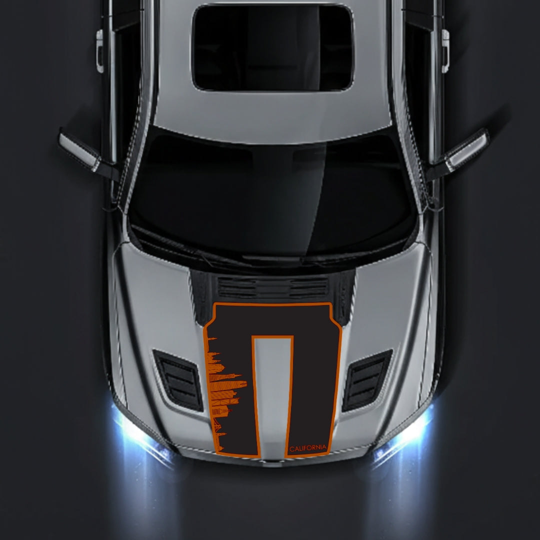 Performance Hood Panel Decal/Sticker - California Skyline - Border Graphic Kit - For Dodge RAM 1500 2019-2025 - Premium Vinyl