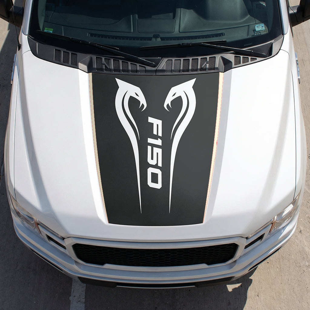 Hood Panel Decal/Sticker - Twin Cobra Graphic Decal Graphic Kit - For Ford F-150 2015-2020 - Premium Vinyl