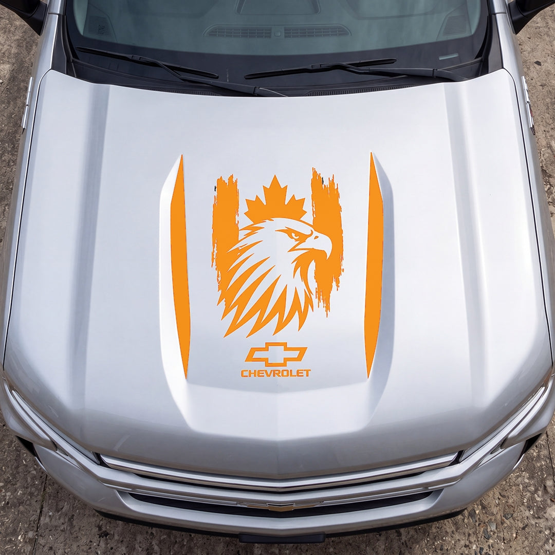 Hood Panel Decal/Sticker - Canadaian Eagle Head Graphic Decal Graphic Kit - For Chevrolet Silverado 2019-2024 - Premium Vinyl