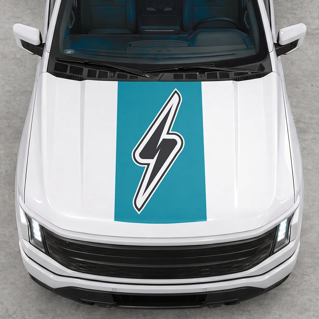 Hood Panel Decal/Sticker - Electric Solid Cut Graphic Decal Graphic Kit - For FORD F-150 2015-2020 - Premium Vinyl