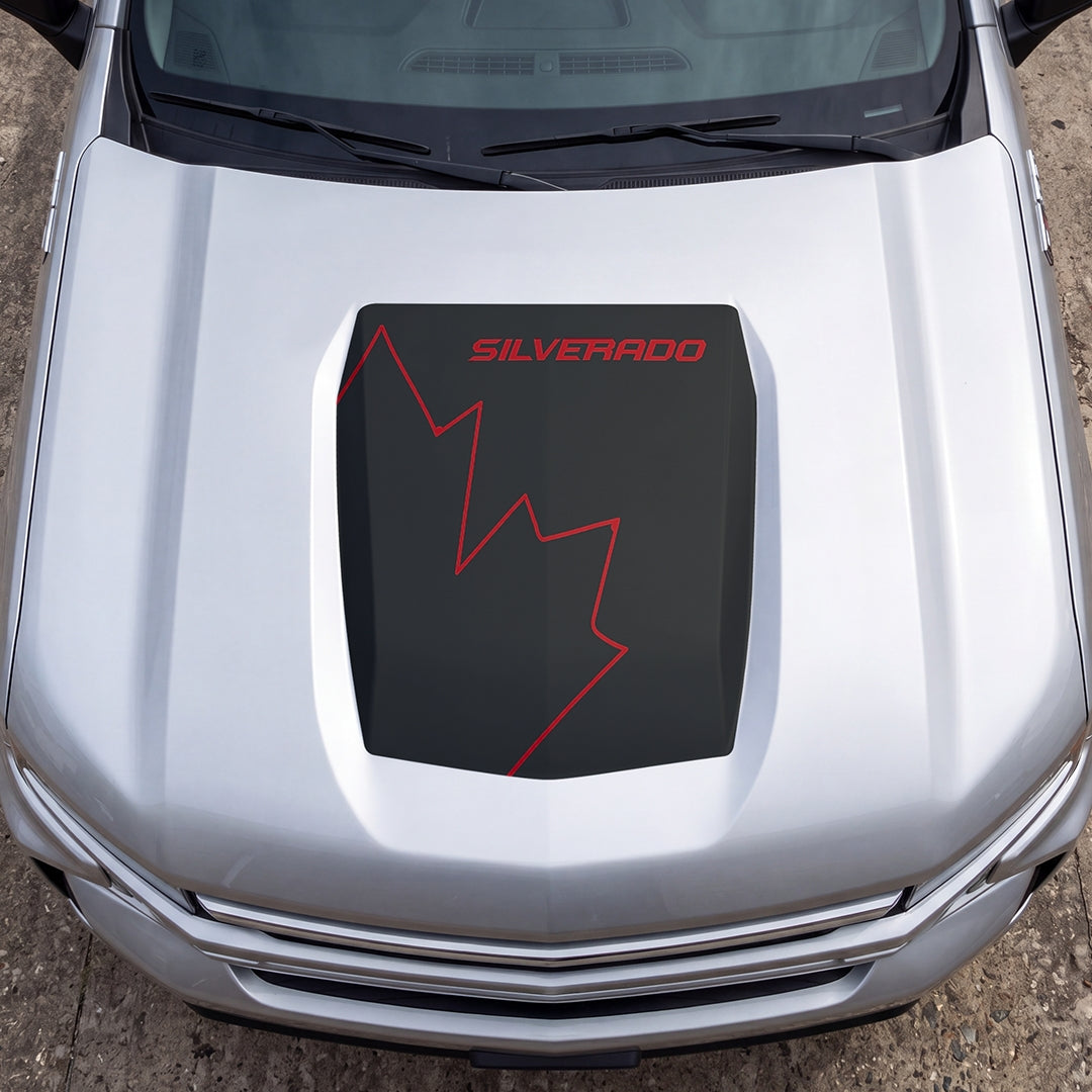 Hood Panel Decal/Sticker - Canada Full Maple Graphic Decal Graphic Kit - For Chevrolet Silverado 2019-2024 - Premium Vinyl