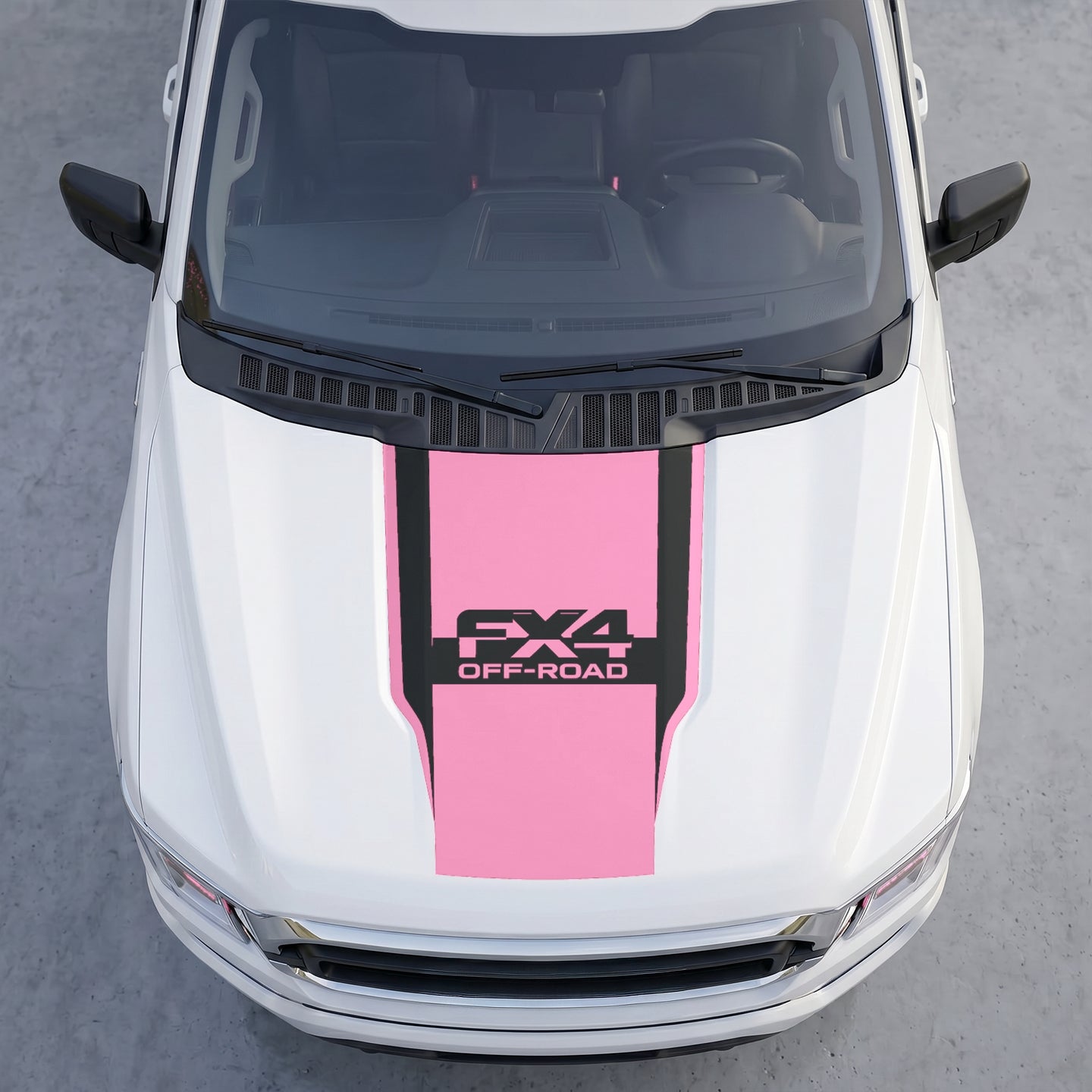 Hood Panel Decal/Sticker - FX4 Off-Road Edition Full Hood Decal Wrap – Bold  Center Accent Shield with Matte Black Track Stripes Graphic Kit - For Ford F-150 F150 2015-2020 - Premium Vinyl