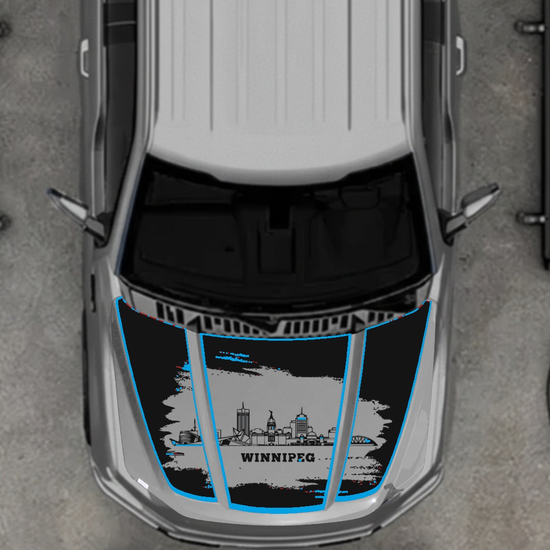 Hood Panel Decal/Sticker - Winnipeg - Cut - Border Graphic Kit - For Ford F-150 2020-2026 - Premium Vinyl