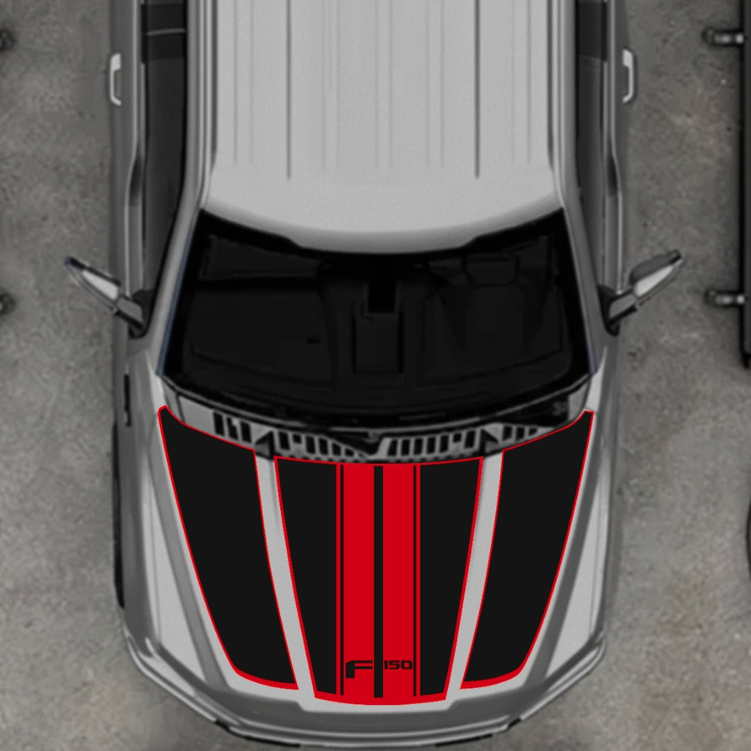 Hood Panel Decal/Sticker - Style 1 - Border Graphic Kit - For Ford F-150 2020-2026 - Premium Vinyl