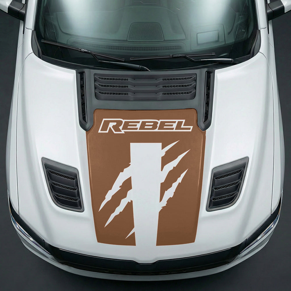 Hood Panel Decal/Sticker - Fierce REBEL Monster Slash Graphic Kit - For Dodge Ram 2019-2025 - Premium Vinyl