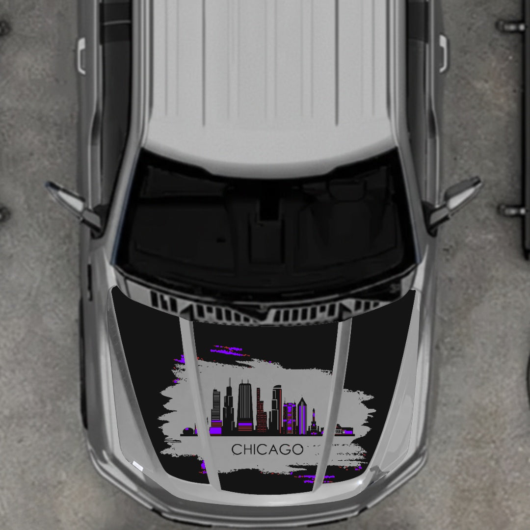 Hood Panel Decal/Sticker - Chicago - Cut Graphic Kit - For Ford F-150 2020-2026 - Premium Vinyl