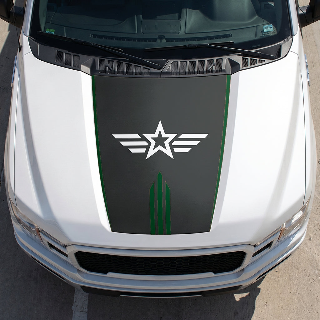 Hood Panel Decal/Sticker - Star Graphic Decal Graphic Kit - For Ford F-150 2015-2020 - Premium Vinyl