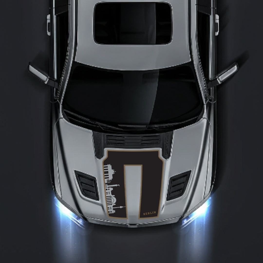 Performance Hood Panel Decal/Sticker - Berlin Skyline - Cut - Border Graphic Kit - For Dodge RAM 1500 2019-2025 - Premium Vinyl