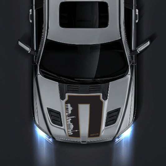 Performance Hood Panel Decal/Sticker - Berlin Skyline - Cut - Border Graphic Kit - For Dodge RAM 1500 2019-2025 - Premium Vinyl
