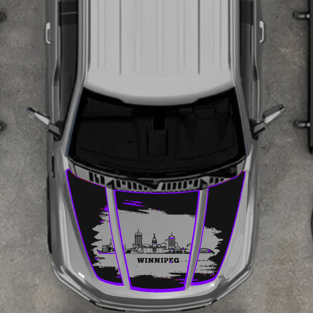 Hood Panel Decal/Sticker - Winnipeg - Cut - Border Graphic Kit - For Ford F-150 2020-2026 - Premium Vinyl
