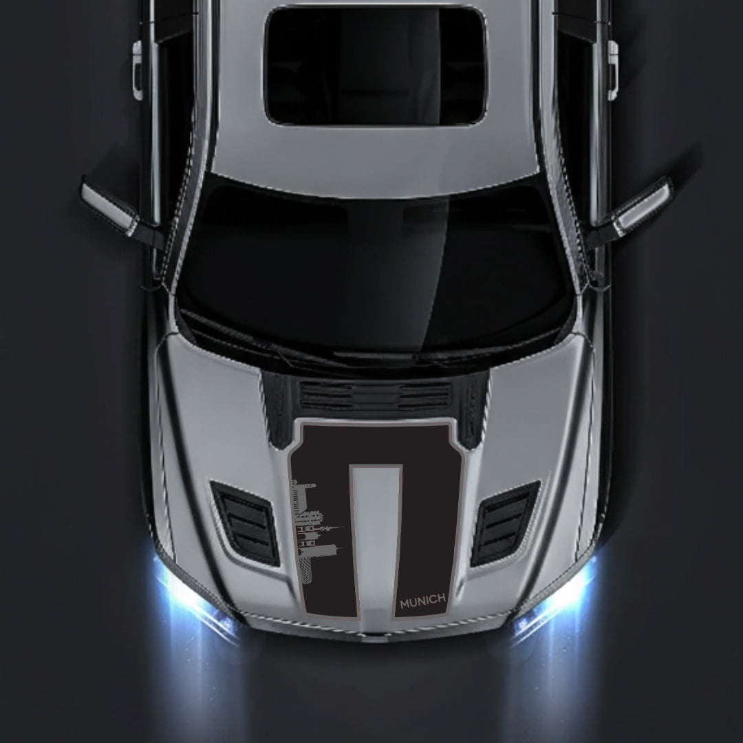 Performance Hood Panel Decal/Sticker - Munich Skyline - Border Graphic Kit - For Dodge RAM 1500 2019-2025 - Premium Vinyl