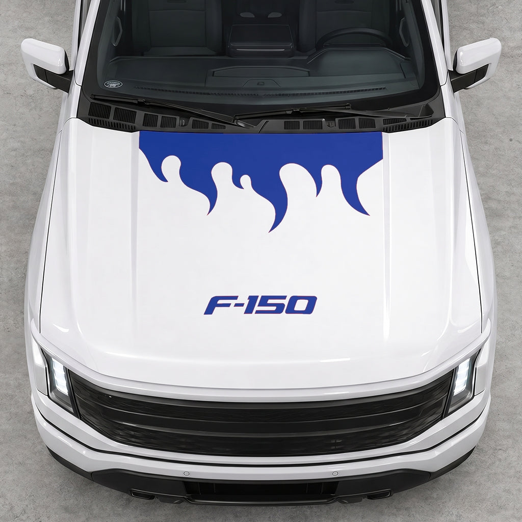 Hood Panel Decal/Sticker - Burning Flames Graphic Decal Graphic Kit - For Ford F-150 2015-2020 - Premium Vinyl