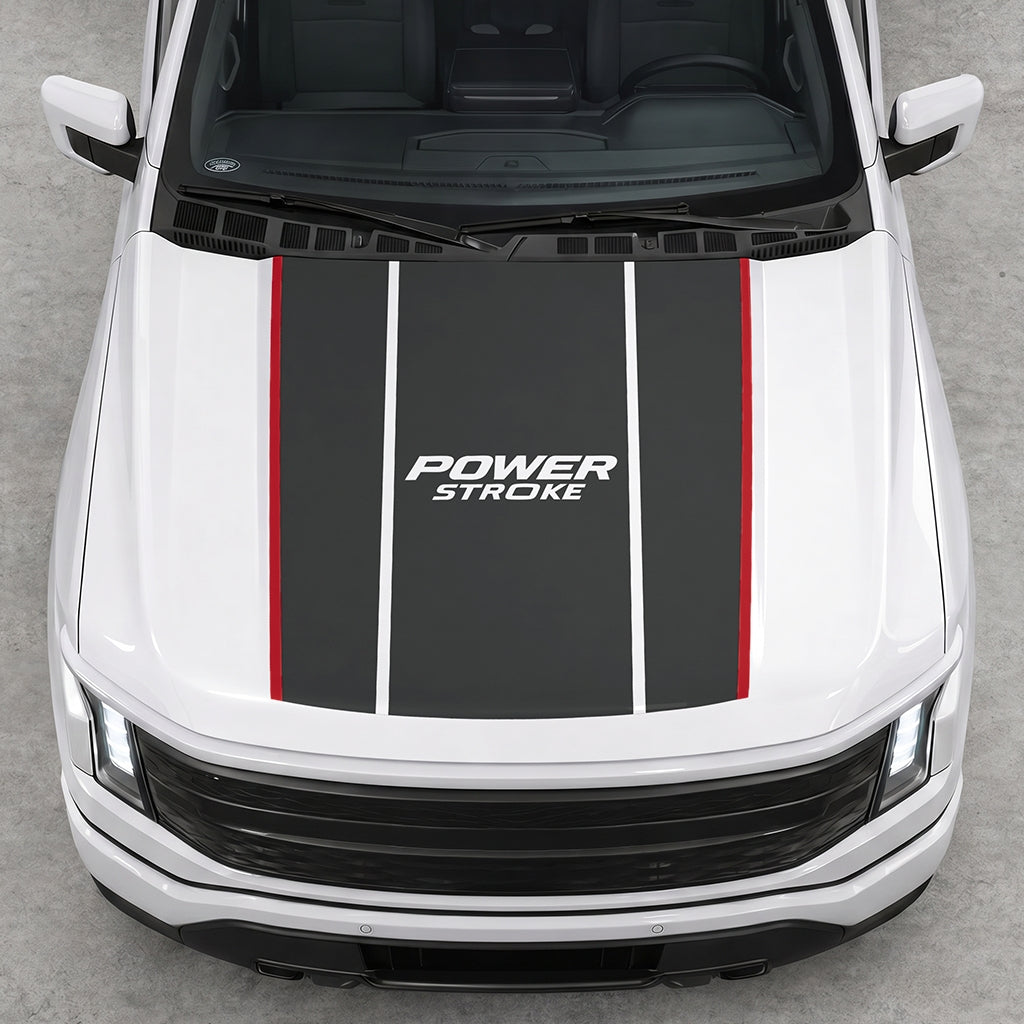 Hood Panel Decal/Sticker - Power Stroke Graphic Decal Graphic Kit - For Ford F-150 2015-2020 - Premium Vinyl