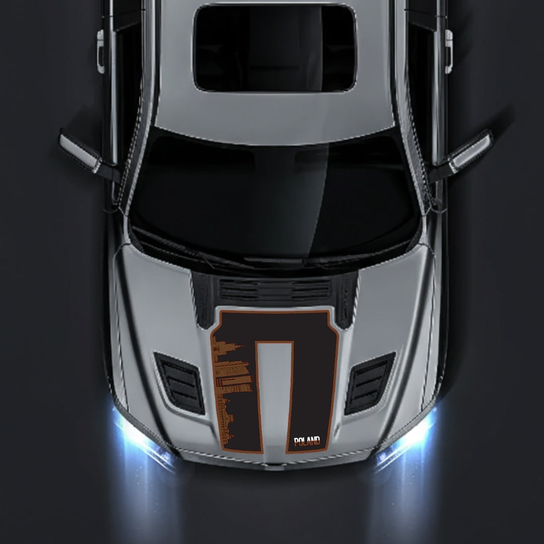 Hood Panel Decal/Sticker - Poland Skyline - Border Graphic Kit - For Dodge RAM 1500 2019-2025 - Premium Vinyl