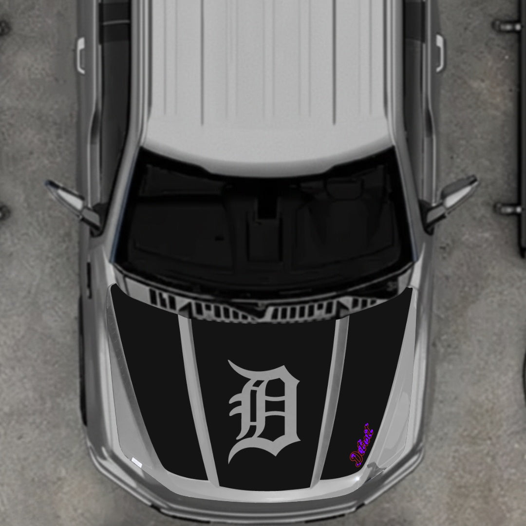 Hood Panel Decal/Sticker - Detroit Intial - Cut Graphic Kit - For Ford F-150 2020-2026 - Premium Vinyl