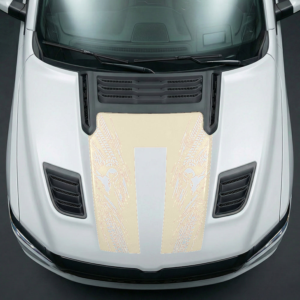 Hood Panel Decal/Sticker - Extreme Tread & Slash Ram Mascot U-Shape Graphic Kit - For Dodge Ram 2019-2025 - Premium Vinyl