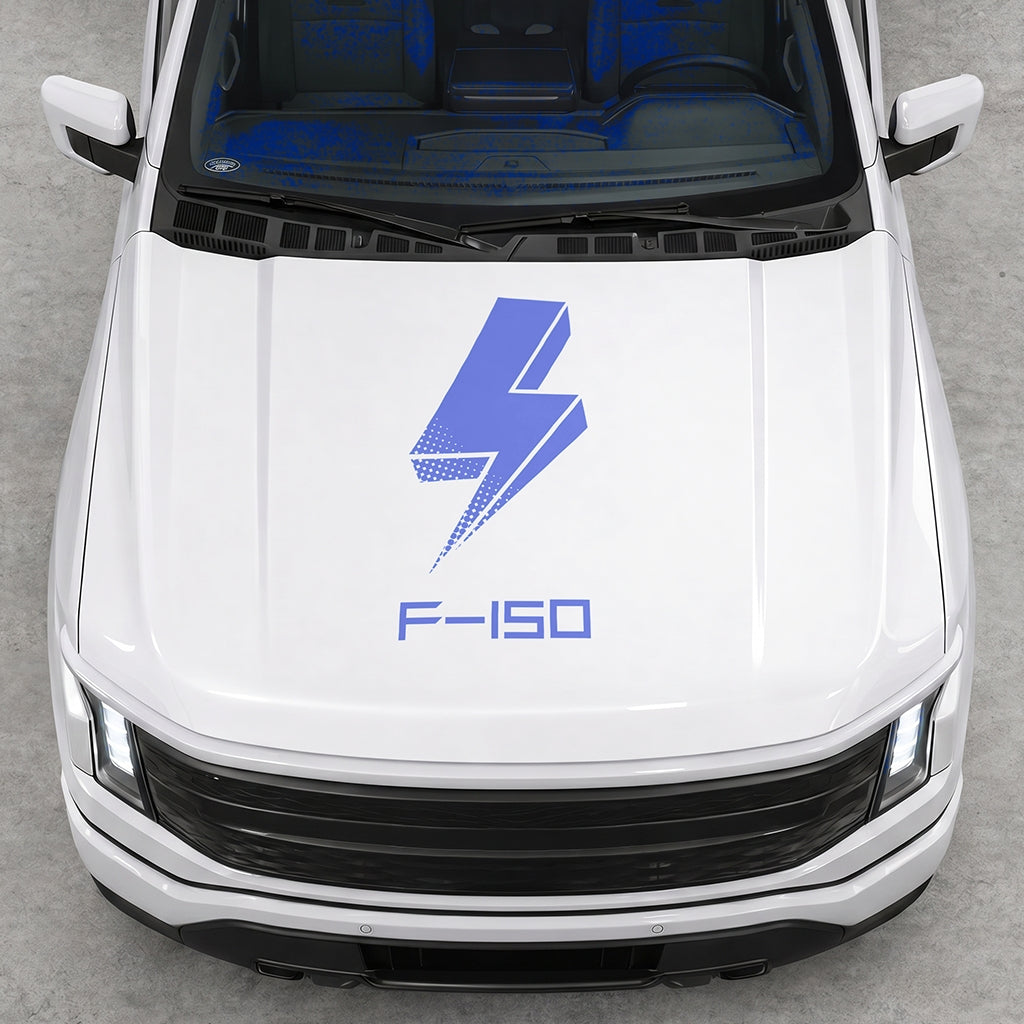 Hood Panel Decal/Sticker - Cut Bold Electric Graphic Decal Graphic Kit - For FORD F-150 2015-2020 - Premium Vinyl