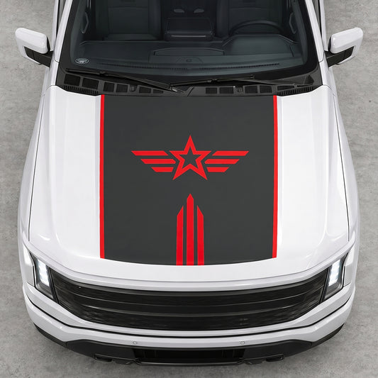 Hood Panel Decal/Sticker - Winged Star Graphic Decal Graphic Kit - For Ford F-150 2015-2020 - Premium Vinyl