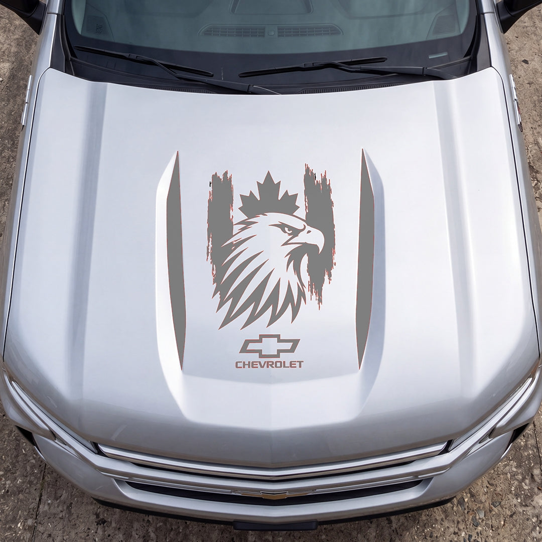 Hood Panel Decal/Sticker - Canadaian Eagle Head Graphic Decal Graphic Kit - For Chevrolet Silverado 2019-2024 - Premium Vinyl
