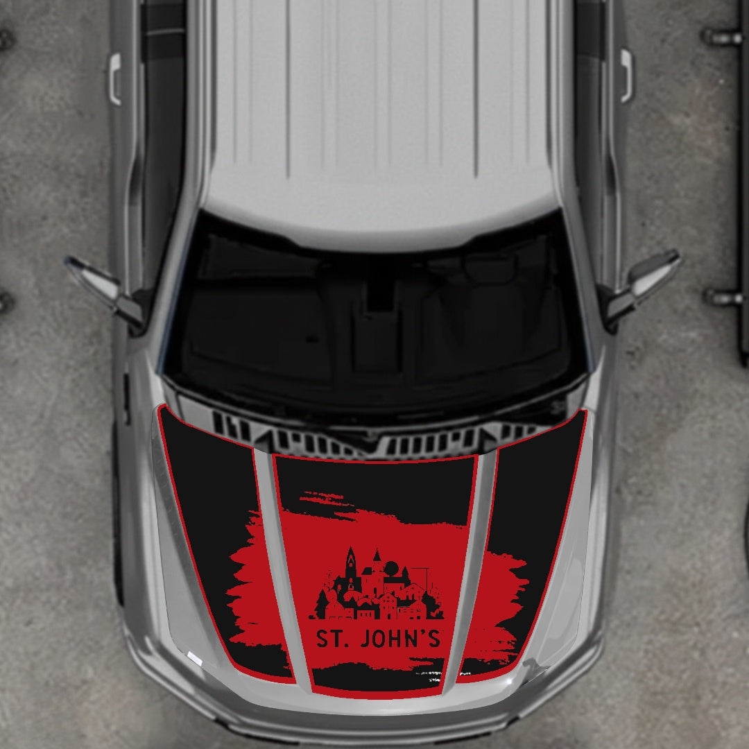 Hood Panel Decal/Sticker - St John's Border Graphic Kit - For Ford F-150 2020-2026 - Premium Vinyl
