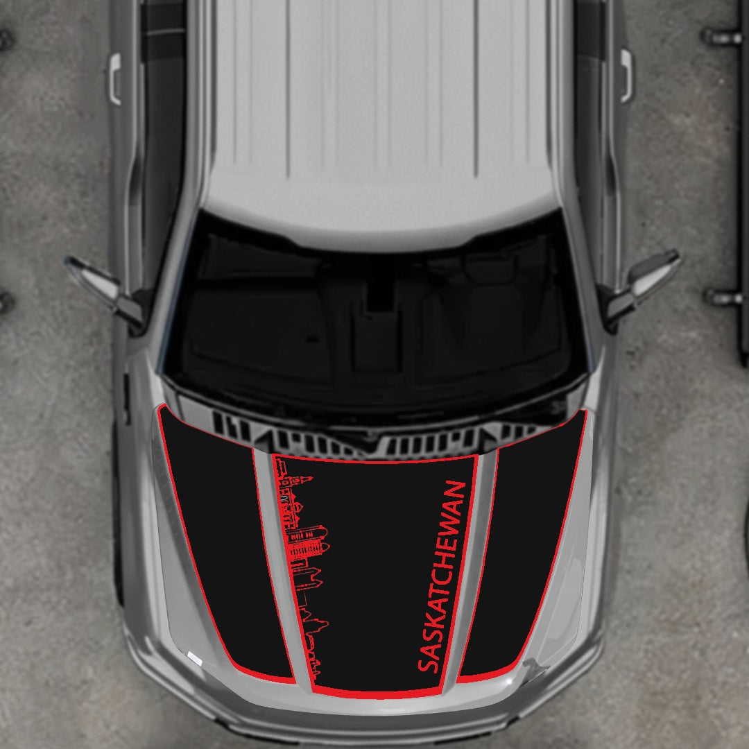 Hood Panel Decal/Sticker - Saskatchewan Skyline - Border Graphic Kit - For Ford F-150 2020-2026 - Premium Vinyl
