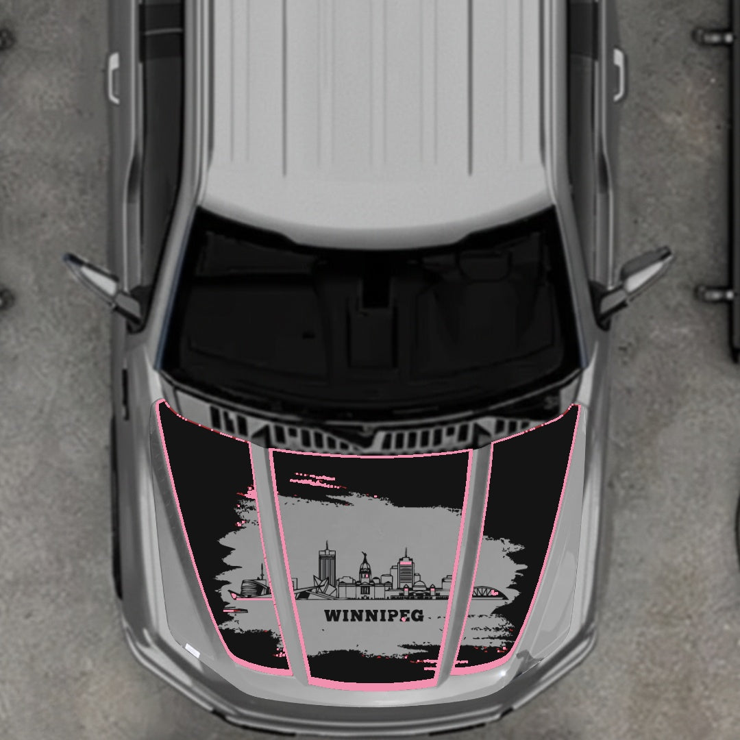 Hood Panel Decal/Sticker - Winnipeg - Cut - Border Graphic Kit - For Ford F-150 2020-2026 - Premium Vinyl