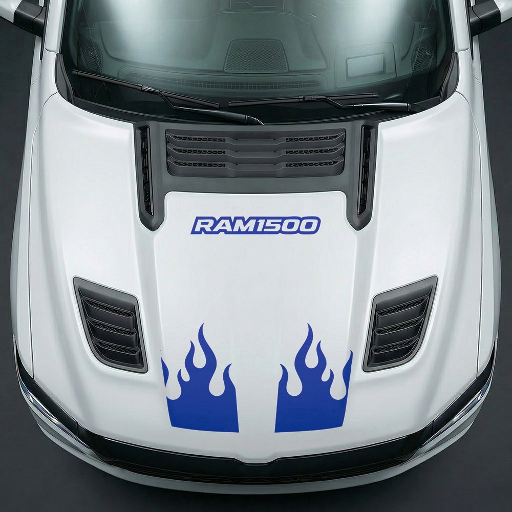 Hood Panel Decal/Sticker - RAM 1500 Flaming U-Shape - Cut Graphic Kit - For Dodge Ram 2019-2025 - Premium Vinyl