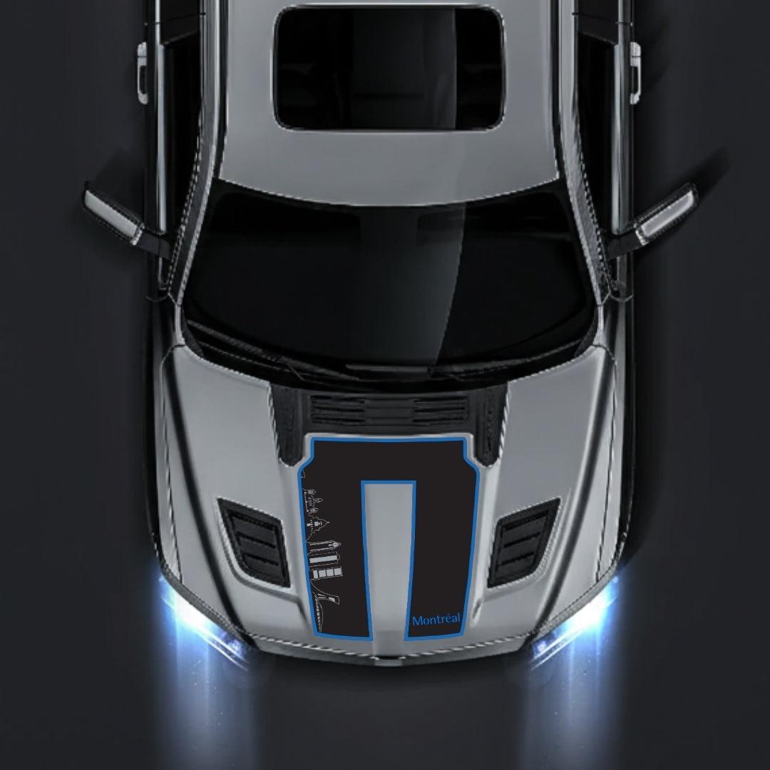 Performance Hood Panel Decal/Sticker - Montreal Skyline - Cut - Border Graphic Kit - For Dodge RAM 1500 2019-2025 - Premium Vinyl