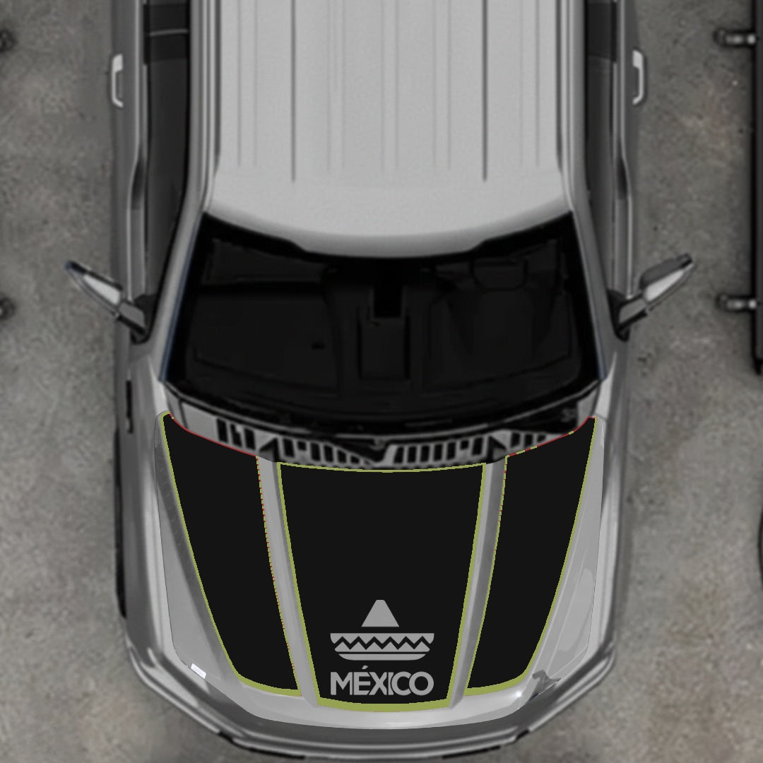 Hood Panel Decal/Sticker - Mexico - Cut - border Graphic Kit - For Ford F-150 2020-2026 - Premium Vinyl
