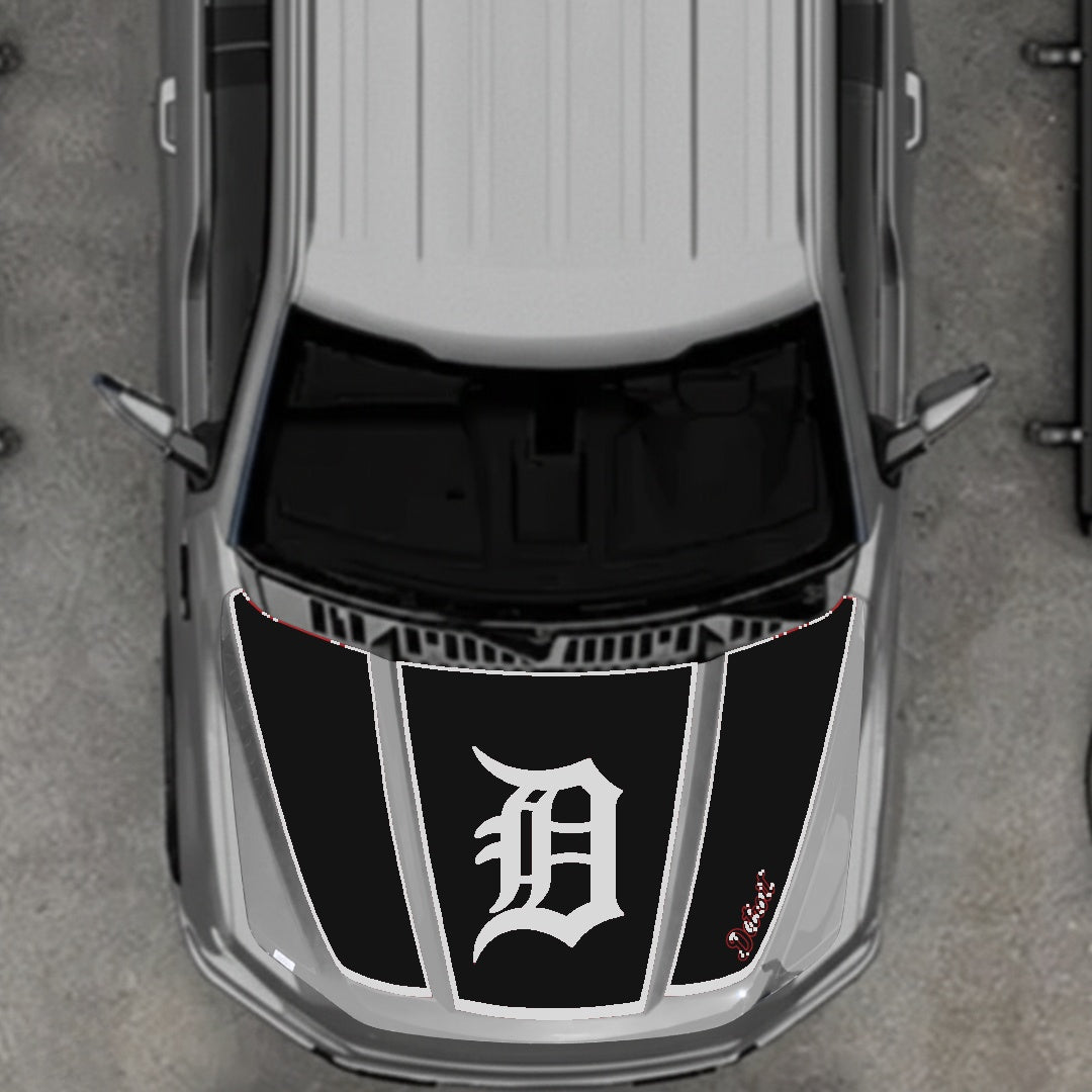 Hood Panel Decal/Sticker - Detroit Intial - Border Graphic Kit - For Ford F-150 2020-2026 - Premium Vinyl