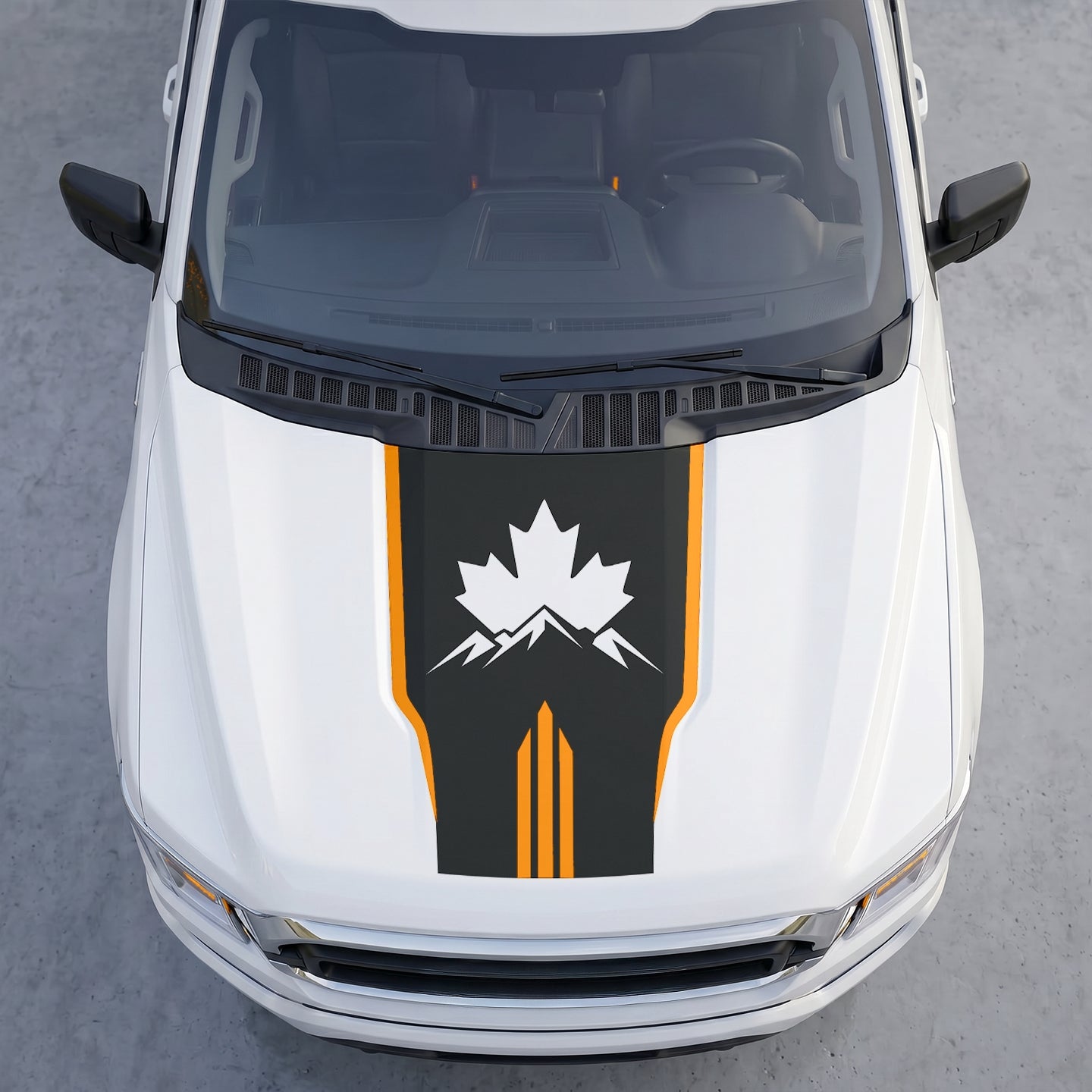 Hood Panel Decal/Sticker - Wilderness Maple Leaf Hood Decal – Evergreen Pine Forest Silhouette Graphic Vinyl Wrap Graphic Kit - For Ford F-150 F150 2015-2020 - Premium Vinyl