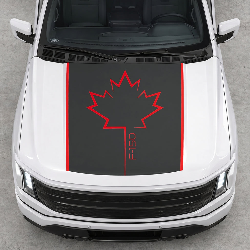 Hood Panel Decal/Sticker - Canada Leaf Graphic Decal Graphic Kit - For Ford F-150 2015-2020 - Premium Vinyl
