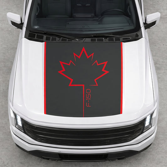 Hood Panel Decal/Sticker - Canada Leaf Graphic Decal Graphic Kit - For Ford F-150 2015-2020 - Premium Vinyl
