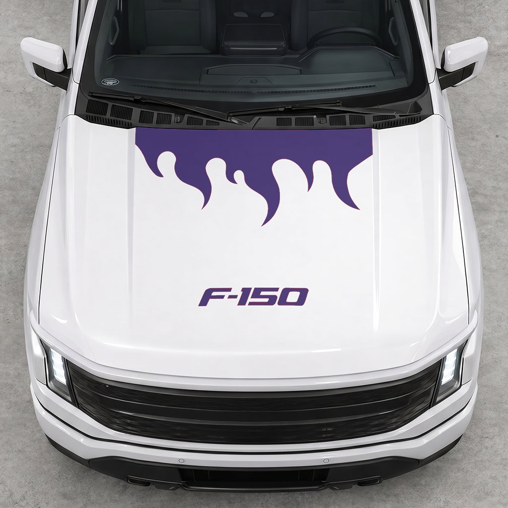 Hood Panel Decal/Sticker - Burning Flames Graphic Decal Graphic Kit - For Ford F-150 2015-2020 - Premium Vinyl