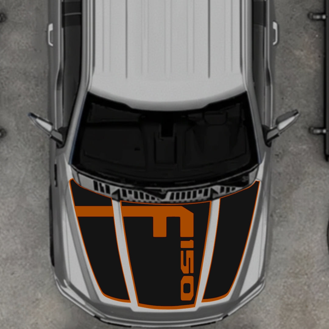Hood Panel Decal/Sticker - Style 3 - Border Graphic Kit - For Ford F-150 2020-2026 - Premium Vinyl