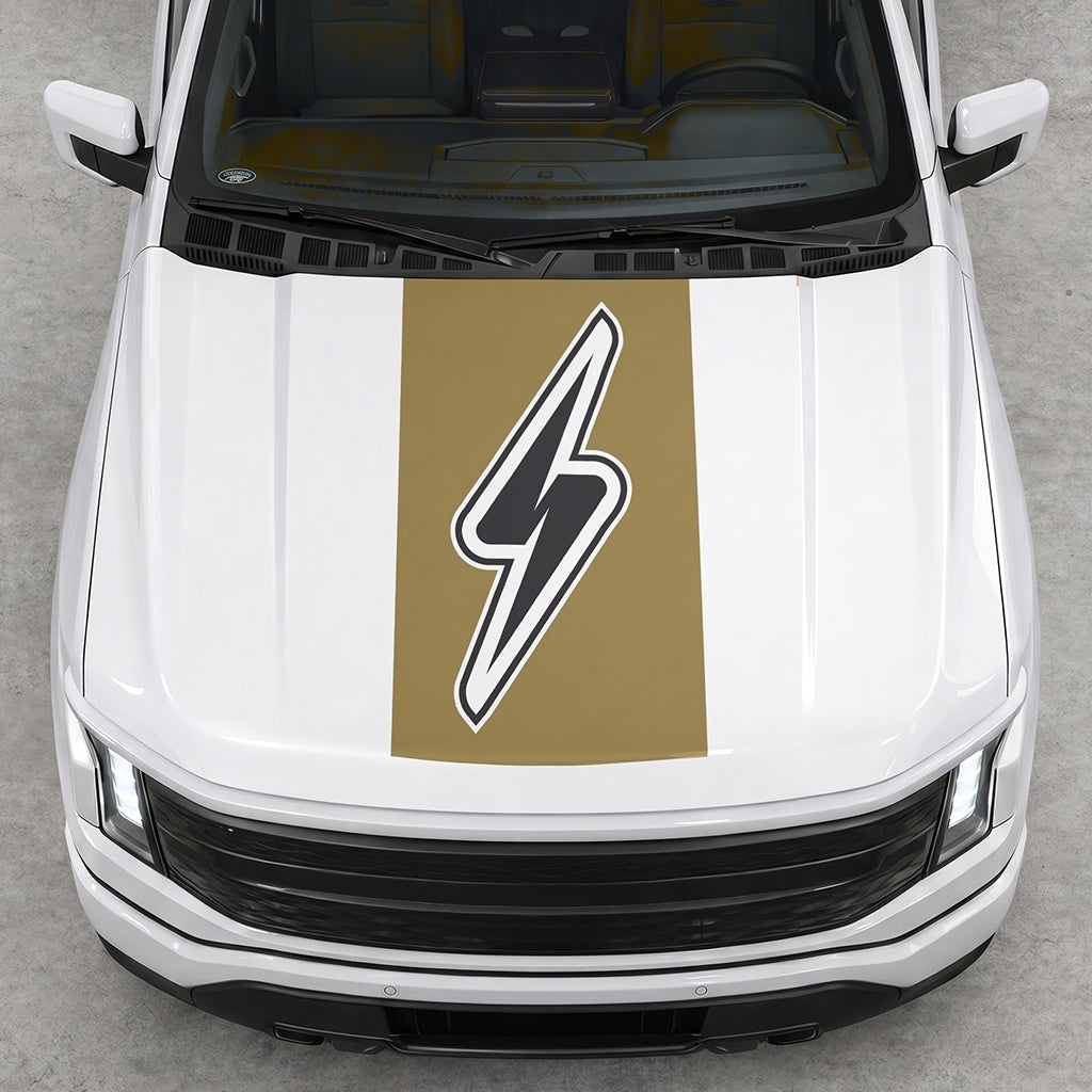 Hood Panel Decal/Sticker - Electric Solid Cut Graphic Decal Graphic Kit - For FORD F-150 2015-2020 - Premium Vinyl