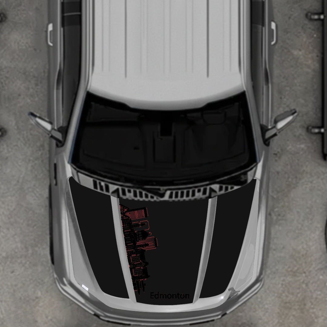 Hood Panel Decal/Sticker - Edmonton Skyline Graphic Kit - For Ford F-150 2020-2026 - Premium Vinyl