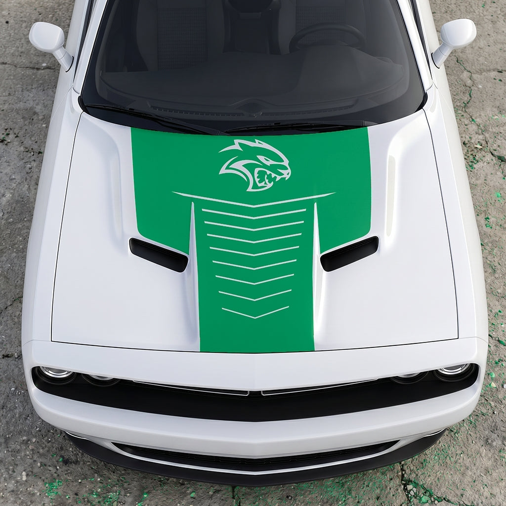 Hood Panel Decal/Sticker - Hellcat Apex Grille-Fade - Stealth Ribbed Aero Graphic Kit - For Dodge Challenger 2015-2024 - Premium Vinyl