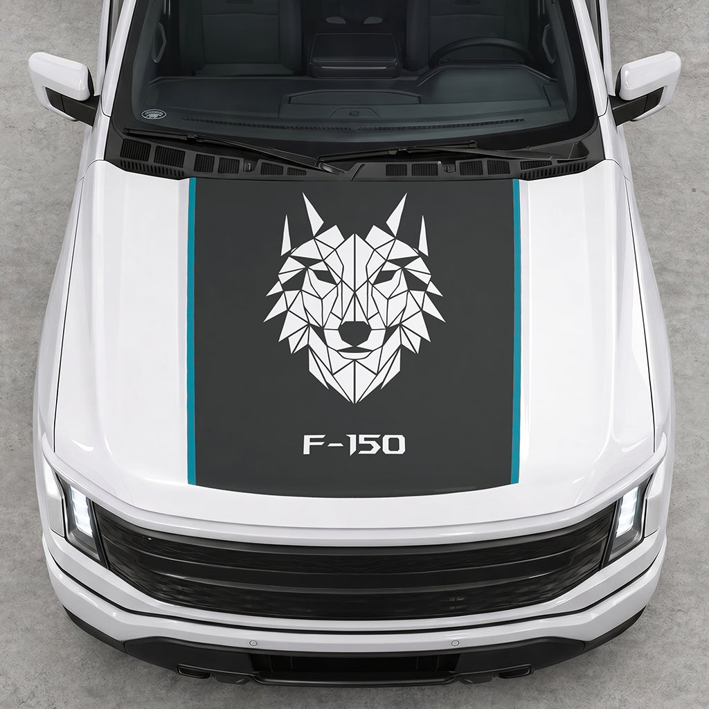 Hood Panel Decal/Sticker - Wolf Head Graphic Decal Graphic Kit - For Ford F-150 2015-2020 - Premium Vinyl