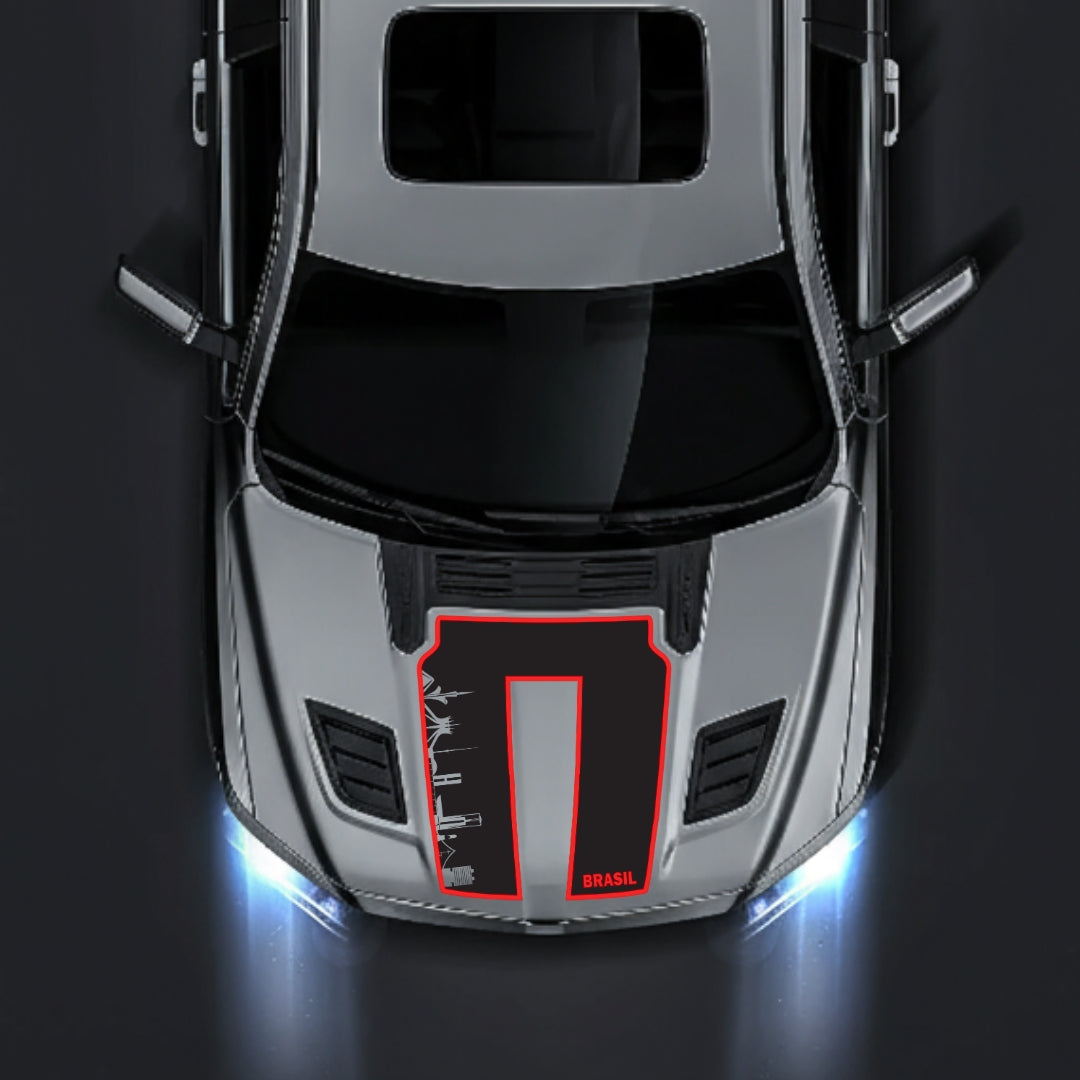 Hood Panel Decal/Sticker - Brazil Skyline - Cut - Border Graphic Kit - For Dodge RAM 1500 2019-2025 - Premium Vinyl