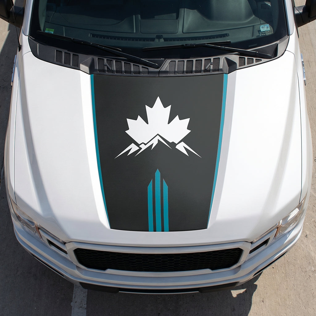 Hood Panel Decal/Sticker - Maple and Mountain Graphic Decal Graphic Kit - For Ford F-150 2015-2020 - Premium Vinyl