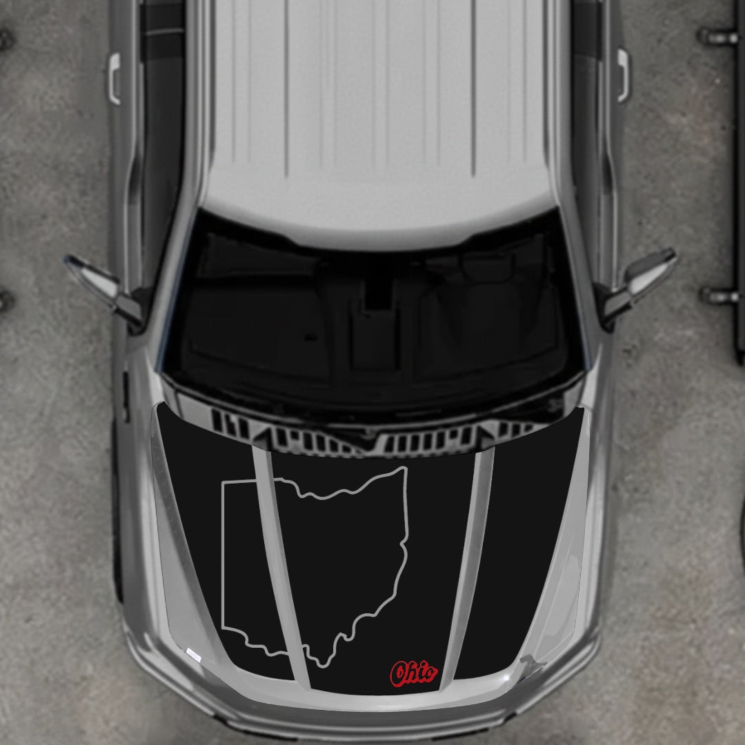 Hood Panel Decal/Sticker - Ohio - Cut Graphic Kit - For Ford F-150 2020-2026 - Premium Vinyl
