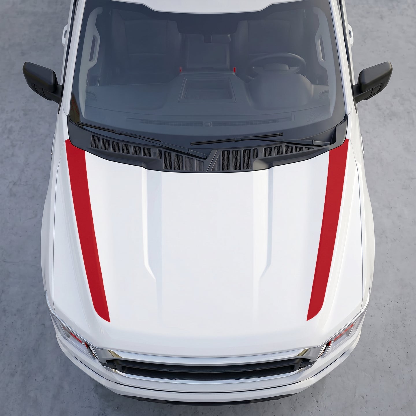 Hood Panel Decal/Sticker - Minimalist Solid  Hood Cowl Stripes – Dual Side Accent Vinyl Decals Graphic Kit - For Ford F-150 F150 2015-2020 - Premium Vinyl
