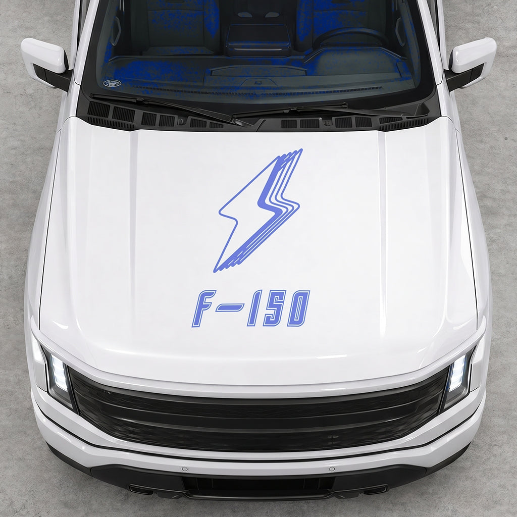Hood Panel Decal/Sticker - Cut Bordered Electric F150 Graphic Decal Graphic Kit - For FORD F-150 2015-2020 - Premium Vinyl